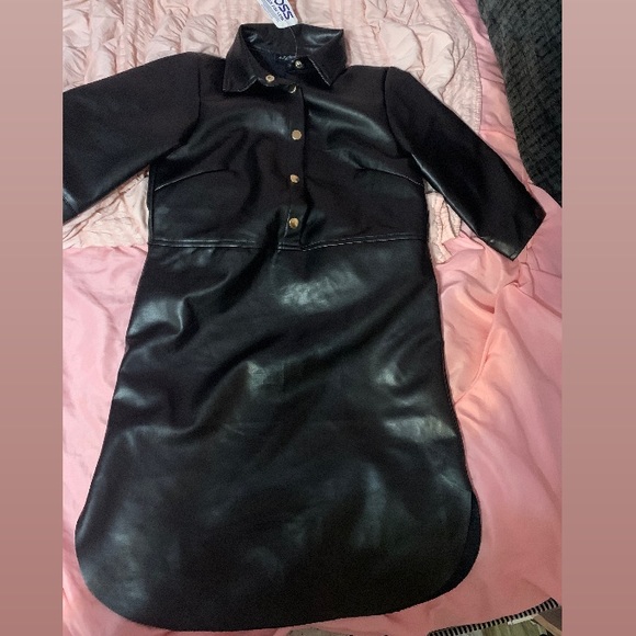Beautiful Leather Black Dress - Picture 2 of 2